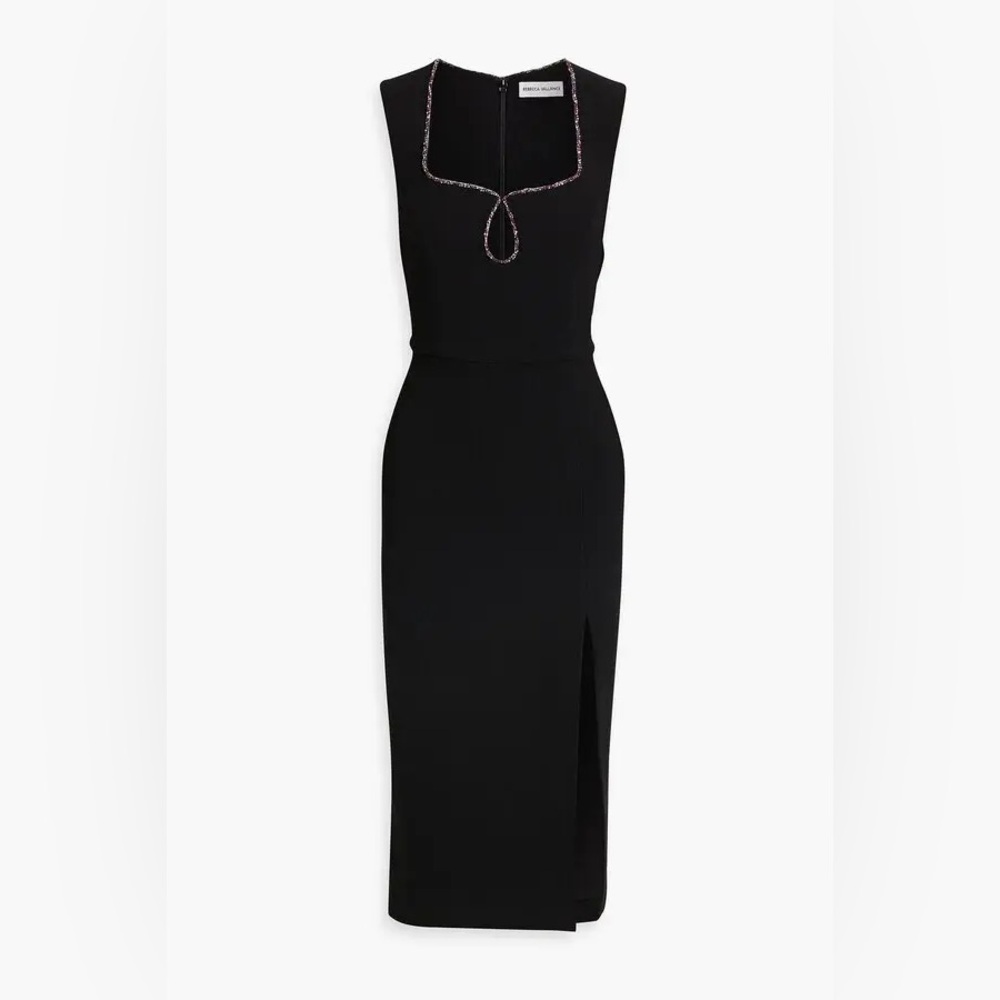REBECCA VALLANCE Victoria Crystal-Embellished Crepe Midi Dress - Picture 2 of 4